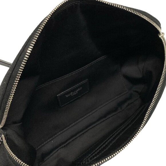 SAINT LAURENT PARIS Classic Monogram Belt Bag Black Canvas Leather 840-061725 - Picture 12 of 14